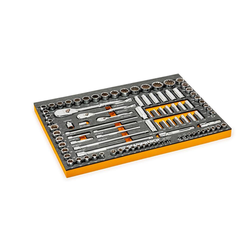 GEARWRENCH 120XP 14 in. 38 in. 12 in. Drive Standard and Deep SAEMetric Mechanics Tool Set in EVA Tray (94-Piece) 83071-07