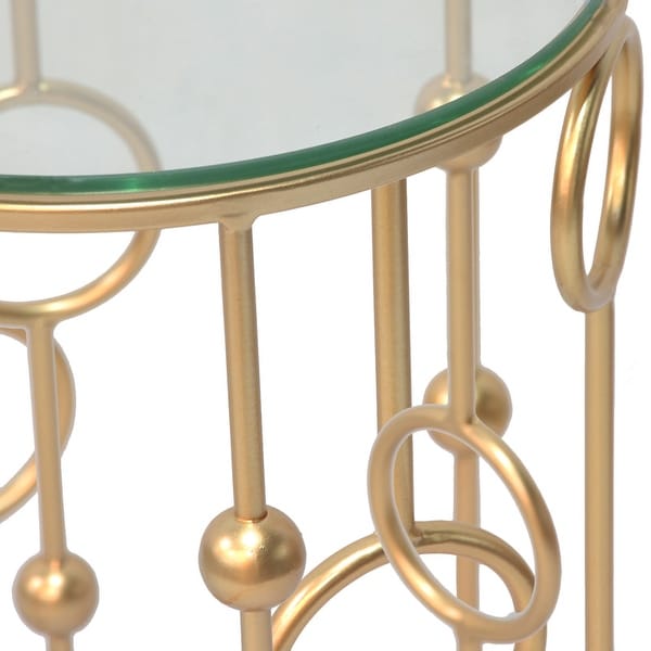 Adeco Set of 2 Nesting Goldtone Postmodern End Tables - Set of 2