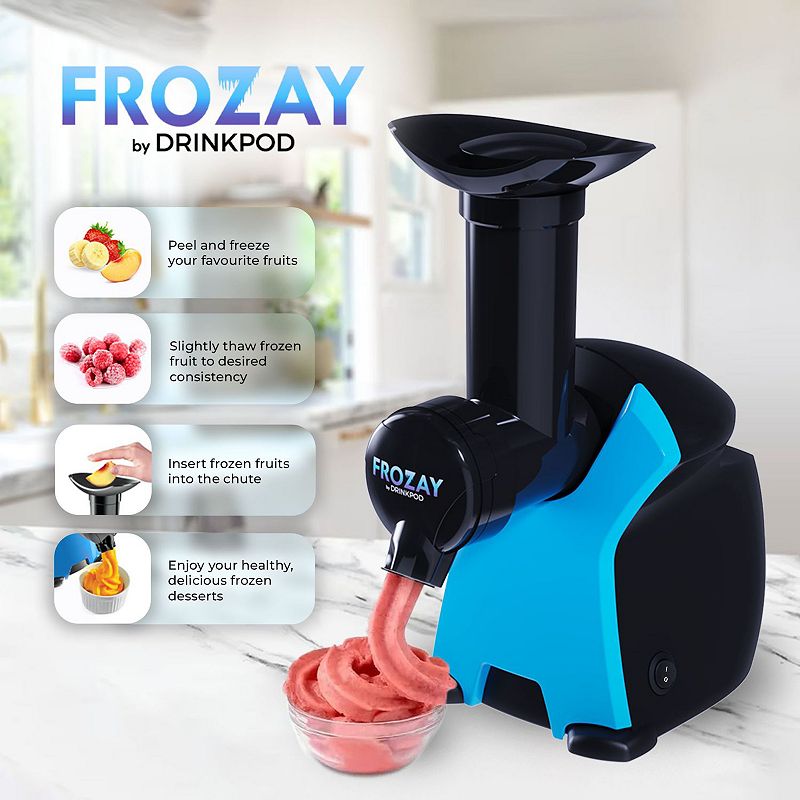 Frozay Dessert Maker 2.8 qt. Color Blue， Vegan Ice Cream and Frozen Yogurt Maker Soft Serve Desserts With Recipes