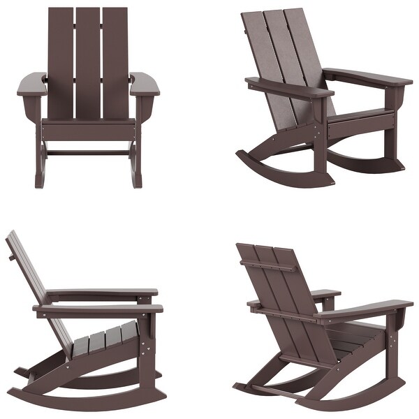 Polytrends Shoreside Modern EcoFriendly All Weather Poly Adirondack Rocking Chairs (Set of 4)