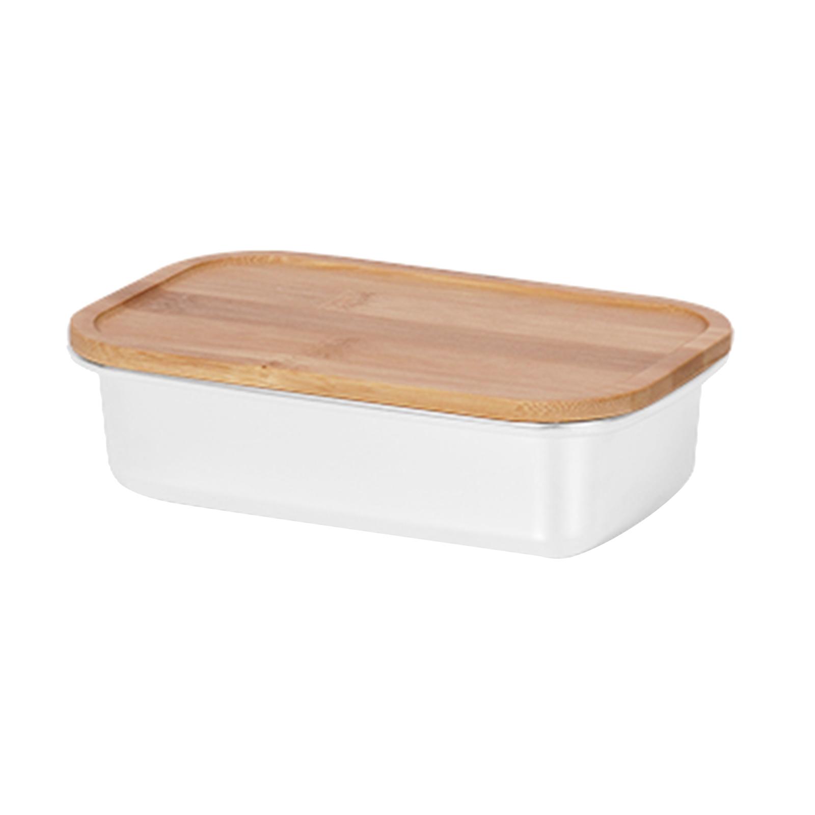 Butter Dish with Lid Extra Large Keeper with Bamboo Lid Cover for Microwave Butter Storage Container for Countertop Refrigerator - 600ml