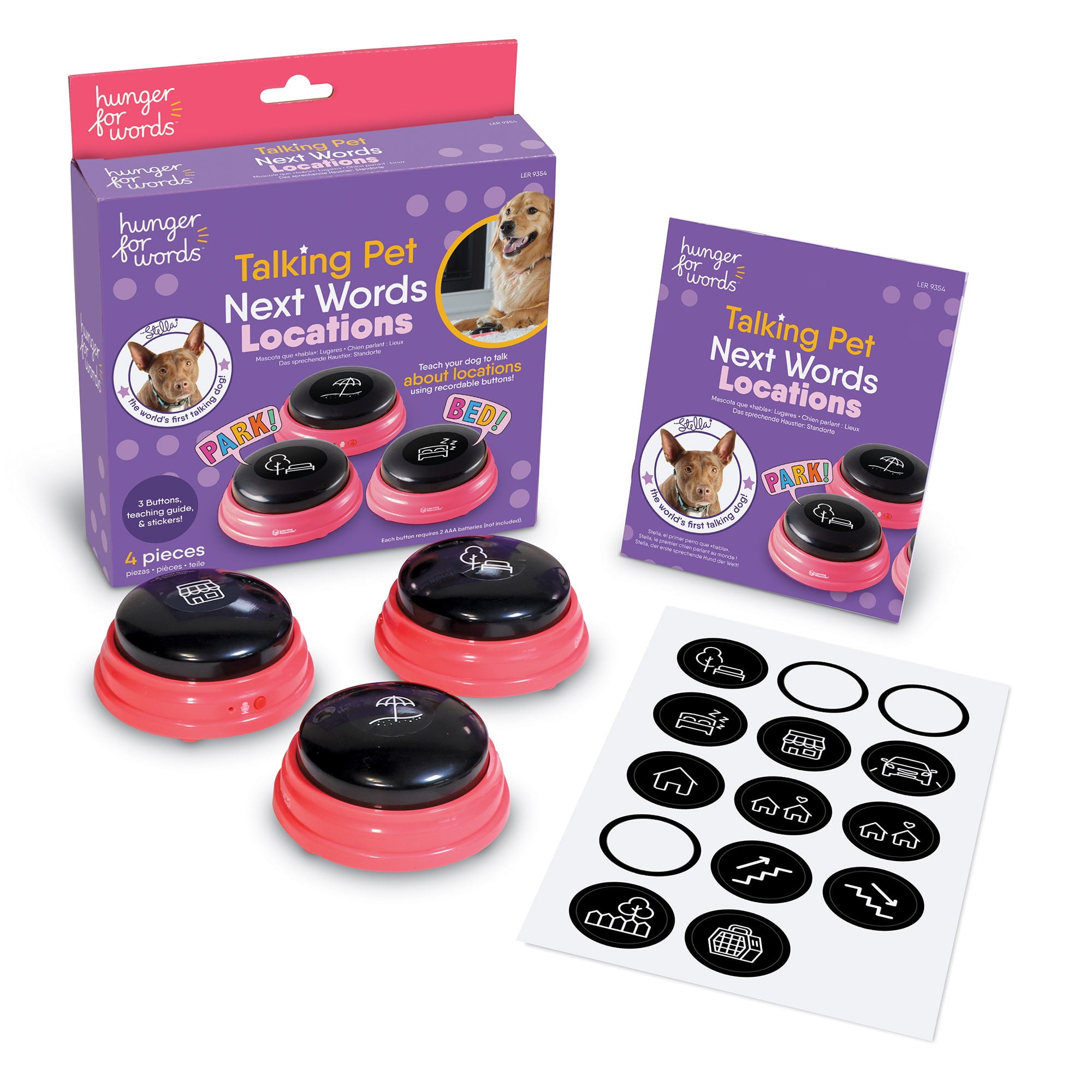 Hunger for Words Locations 3-Piece Recordable Buttons for Dog Communication