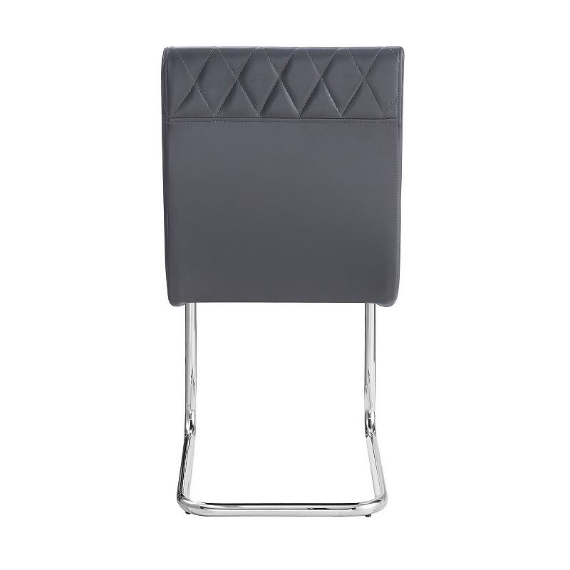 Metal Side Chairs with Faux Leather Seat and Back， Set of 2， Gray and Silver