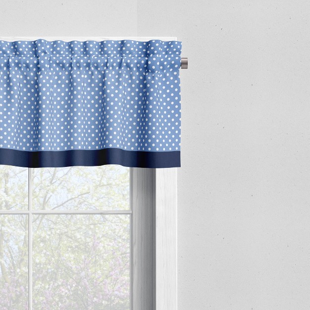 Bacati Pin Dots Blue gray Window Valance