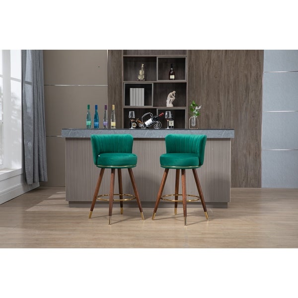 Retro Counter Height Bar Stools Set of 2， 360-degree Footrest， Ergonomic Backrest and Footstool， Easy to Assemble