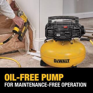 DW 6 Gal. 165 PSI Electric Pancake Air Compressor with 18-Gauge Pneumatic 2 in. Brad Nailer  50 ft. x 14 in. Air Hose DWFP55126W23450