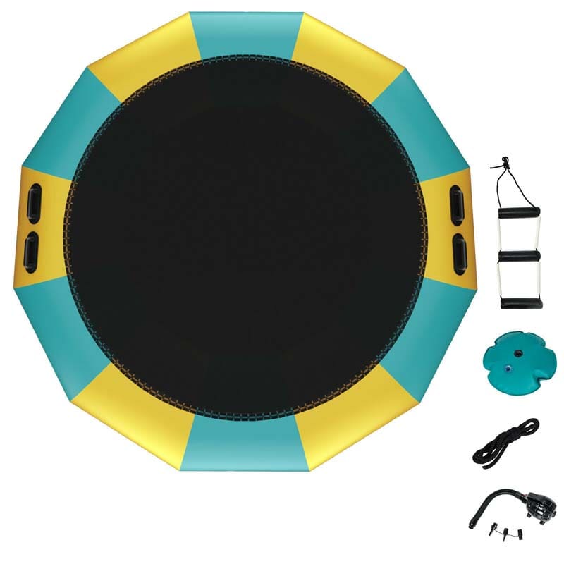 15 FT Inflatable Water Bouncer Trampoline Portable Bounce Swim Platform for Lakes Pools Calm Sea