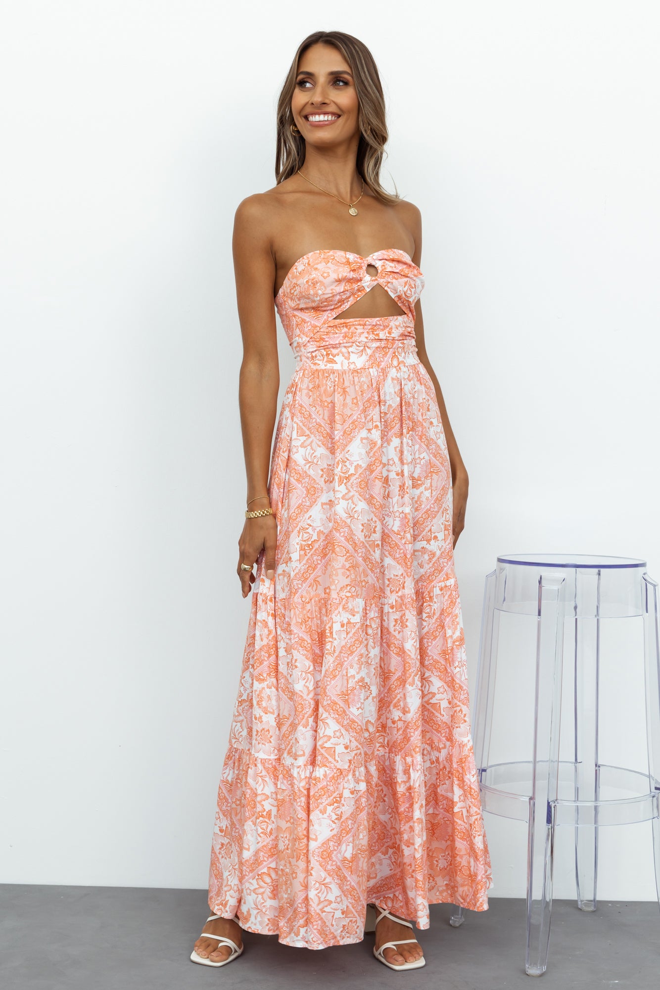 Speak To My Heart Midi Dress Peach