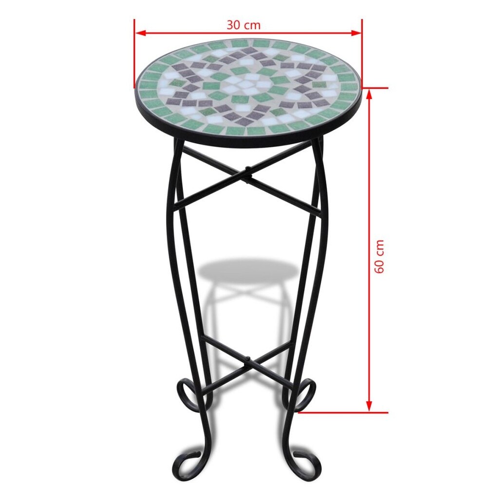 vidaXL Mosaic Side Table Plant Table Green White   11.8\