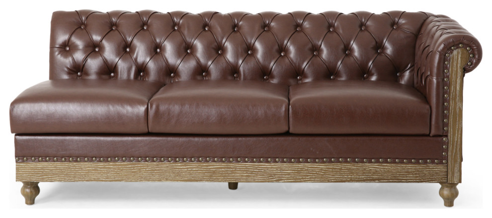 Kinzie Chesterfield Tufted 7 Seater Sectional Sofa with Nailhead Trim   Traditional   Sectional Sofas   by GDFStudio  Houzz