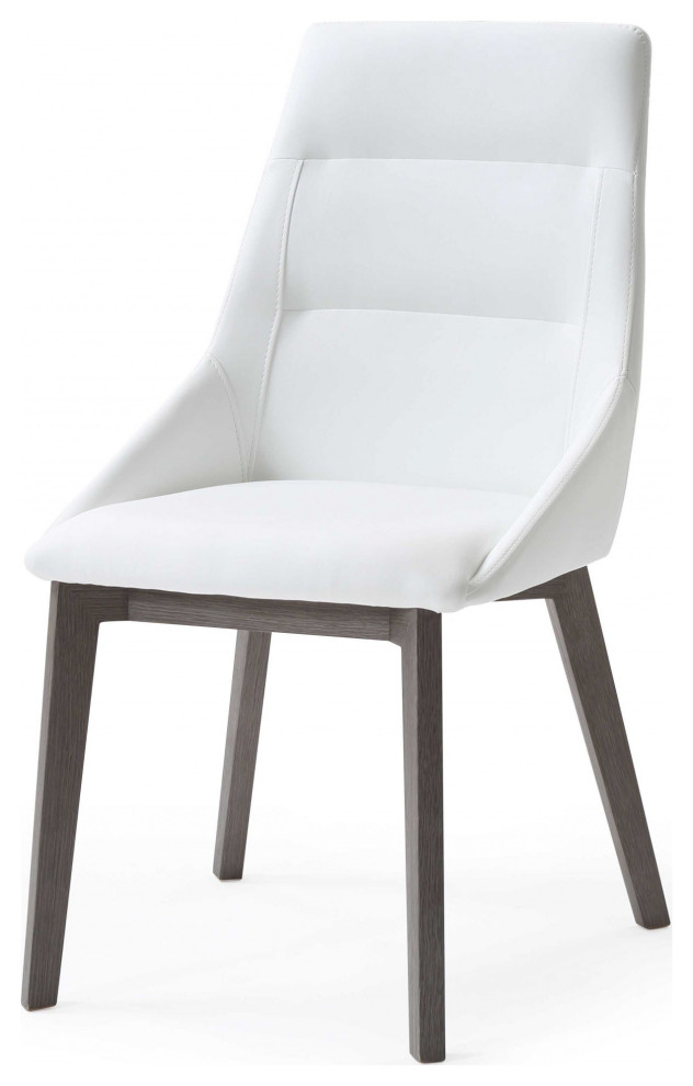 HomeRoots 25 quotX 20 quotX 35 quotWhite Faux Leather or Metal Dining Chair   Midcentury   Dining Chairs   by VirVentures  Houzz