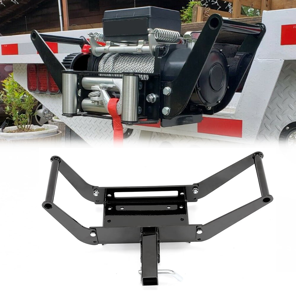 KOJEM 10x 4 1/2 Cradle Winch Mount Mounting Plate 8000-13，000 Lb Capacity Winch Mounting Hitch Receiver Recovery Winches Foldable For 2'' Hitch Receiver 4WD SUV Truck