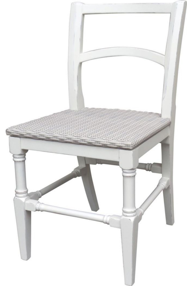 Side Chair TRADE WINDS ISLAND White Mahogany Frame Synthetic   Farmhouse   Dining Chairs   by EuroLuxHome  Houzz