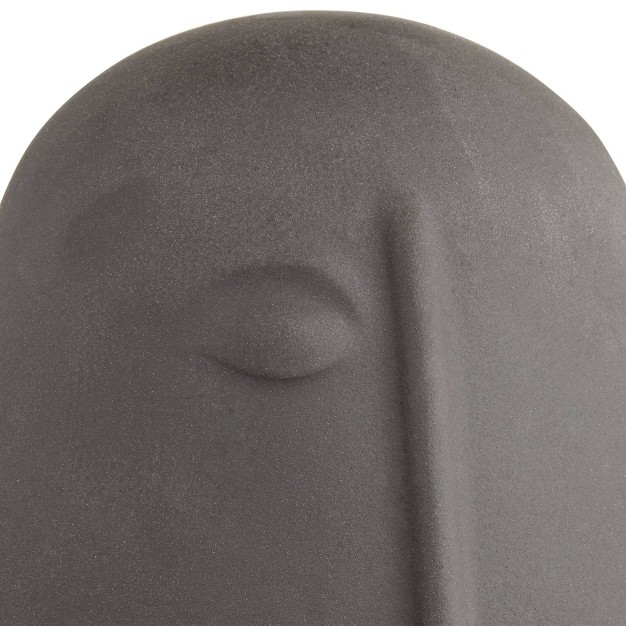 High Black Ceramic Head Figurine