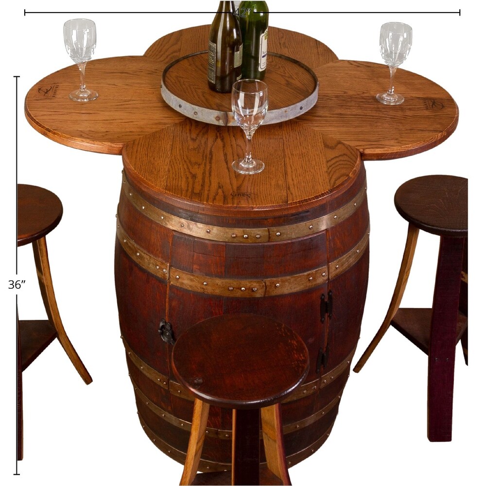 Wine Barrel Designs 4 Person Counter Height Barrel Bar Set