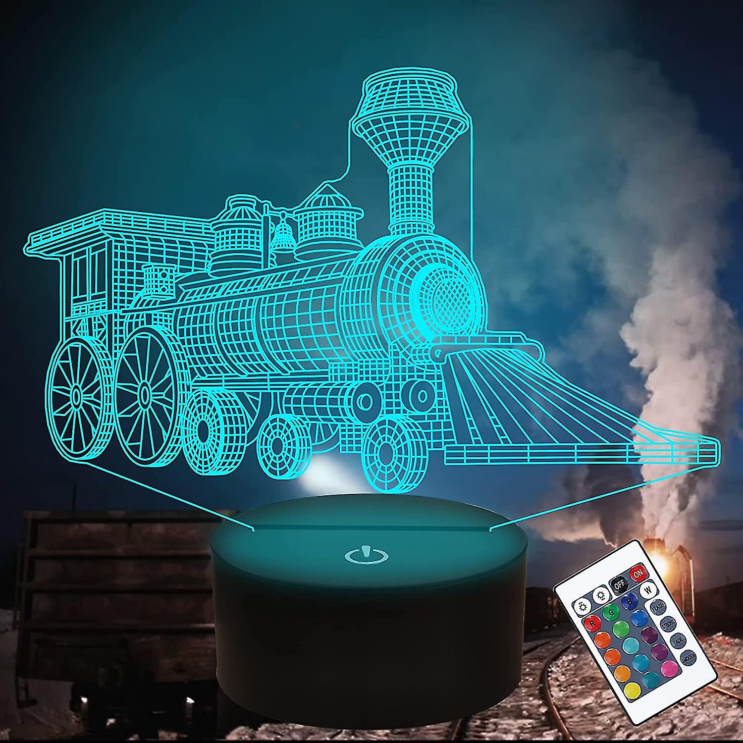 Train 3d Gifts Lamp， Illusion Hologram Night Light With Timer Remote Control 16 Colors Changing， Kids Bedroom Decor Novelty Birthday Christmas Present