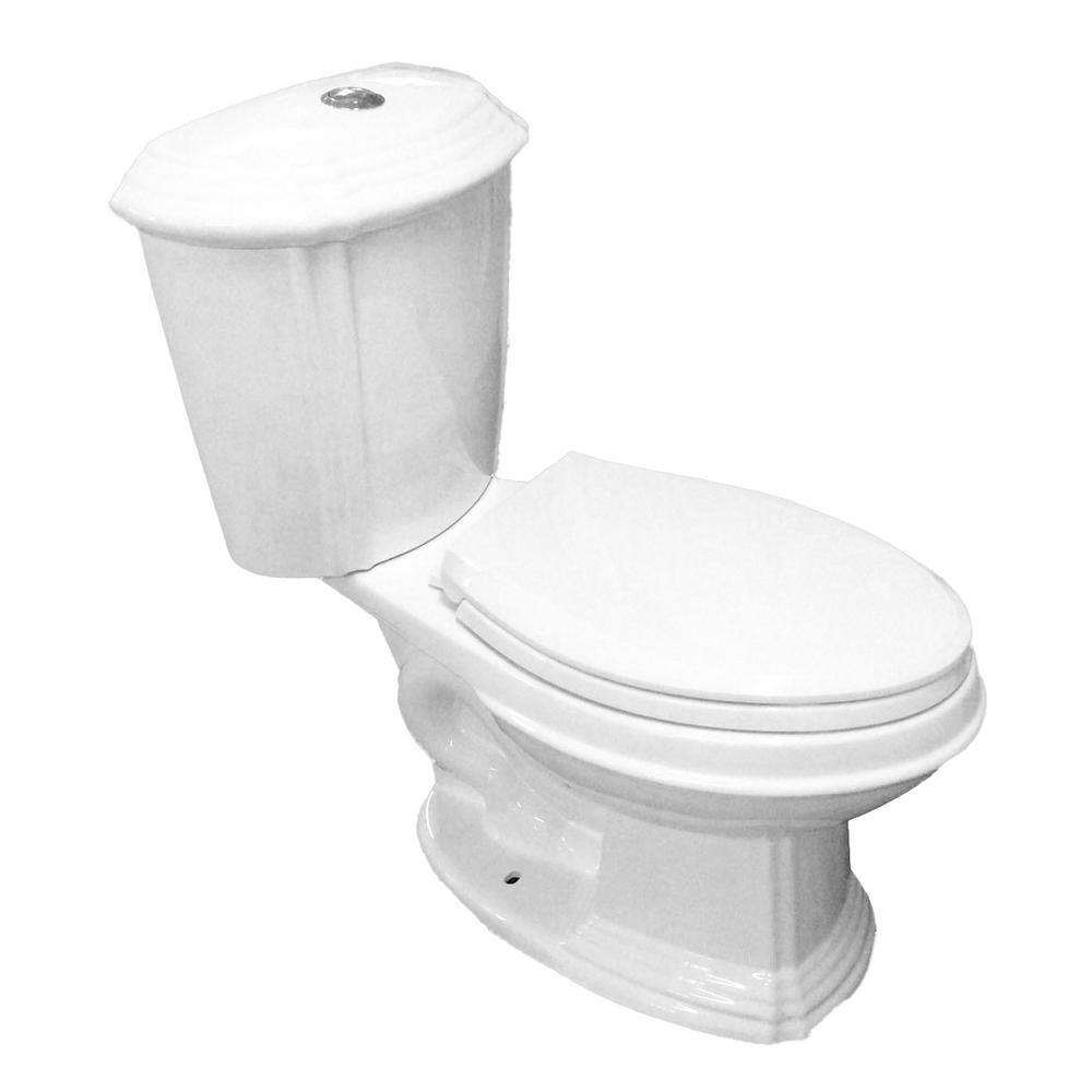 RENOVATORS SUPPLY MANUFACTURING Sheffield 2-Piece 0.8 GPF1.6 GPF WaterSense Dual Flush Elongated Toilet in White with Slow Close Seat 10783