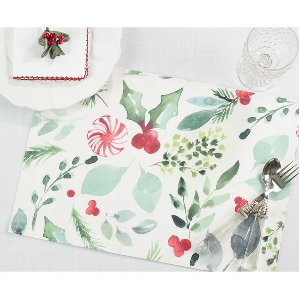 Christmas Foliage Placemats With Candy Cane Design (Set of 4)