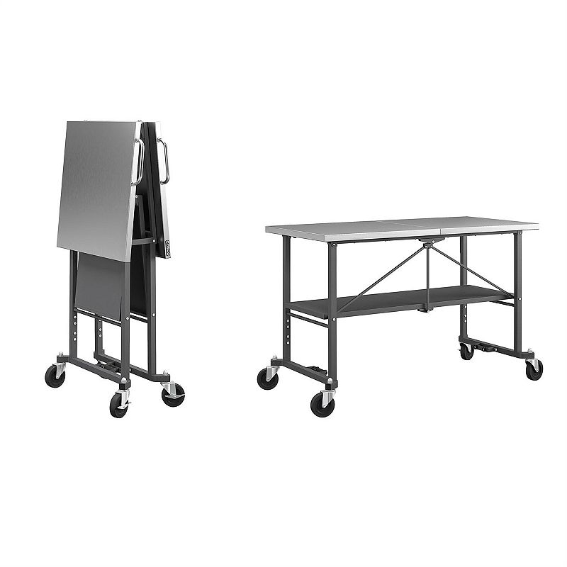 Cosco Smart Fold Stainless Steel Commercial-Grade Portable Folding Workbench