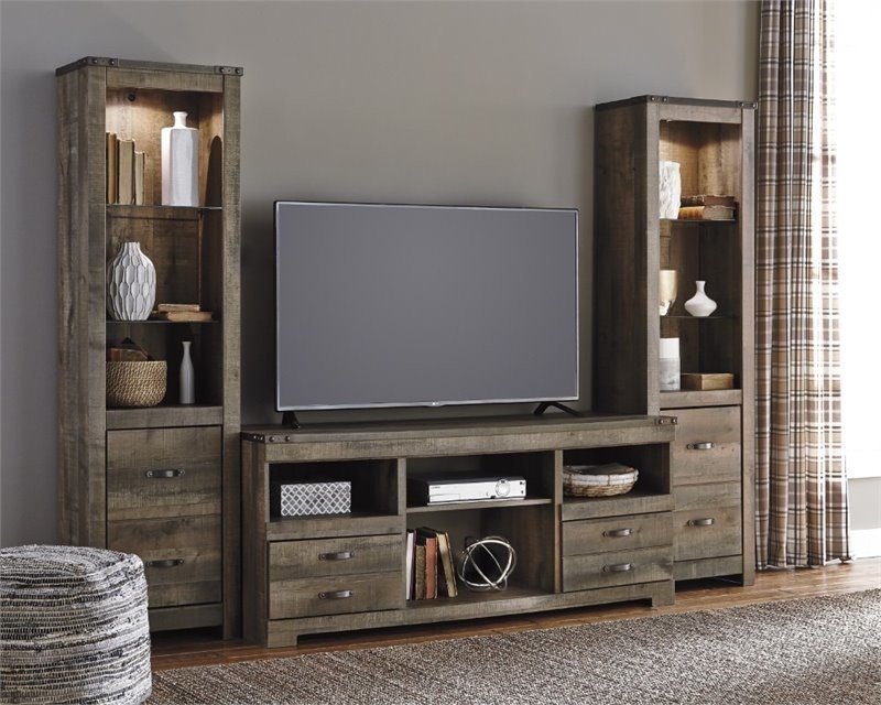 Ashley Furniture Trinell 63 quotquotTV Stand in Brown   Transitional   Entertainment Centers And Tv Stands   by GwG Outlet  Houzz