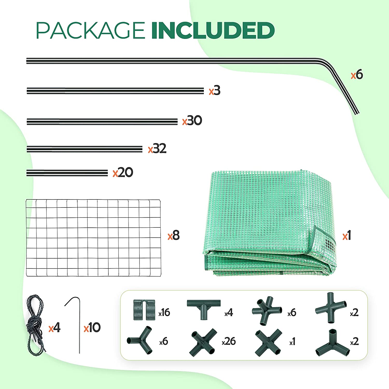 EAGLE PEAK Walk-in Greenhouse 2 Tiers 8 Shelves with Roll-up Zipper Door and 2 Side Mesh Windows, Outdoor Indoor Portable Gardening Plant House 56'' x 56'' x 77'' , Green