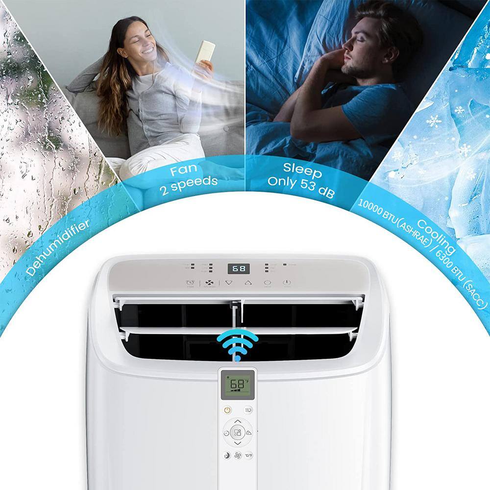 Edendirect 10000 BTU (6300 BTU DOE) Portable Air Conditioner Cools 250 sq.ft. with Dehumidifier with Remote in White TCLRY23061301