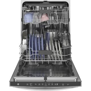 GE 24 in. Built-In Top Control Slate Dishwasher wStainless Steel Tub Bottle Jets 46 dBA GDT665SMNES