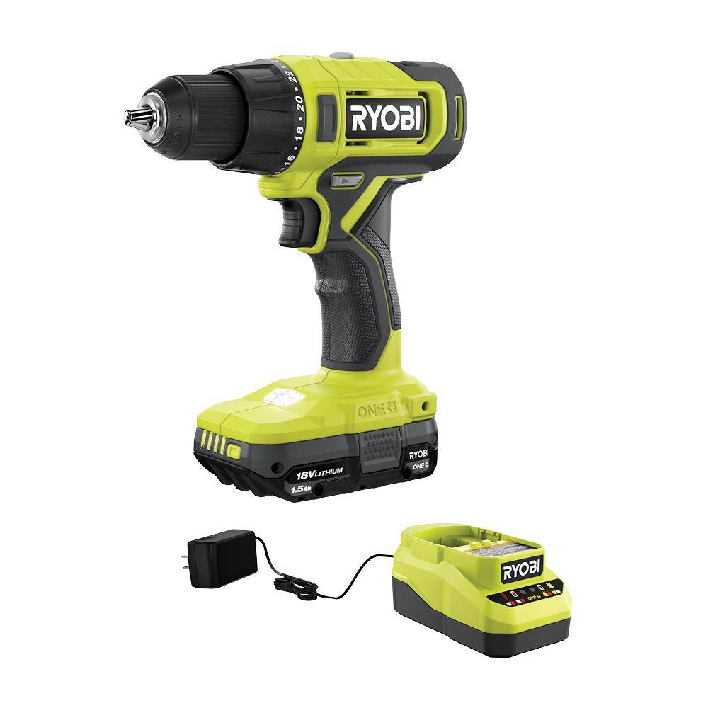 RYOBI ONE+ 18V Cordless 12 in. DrillDriver Kit with (1) 1.5 Ah Battery and Charger PCL206K1