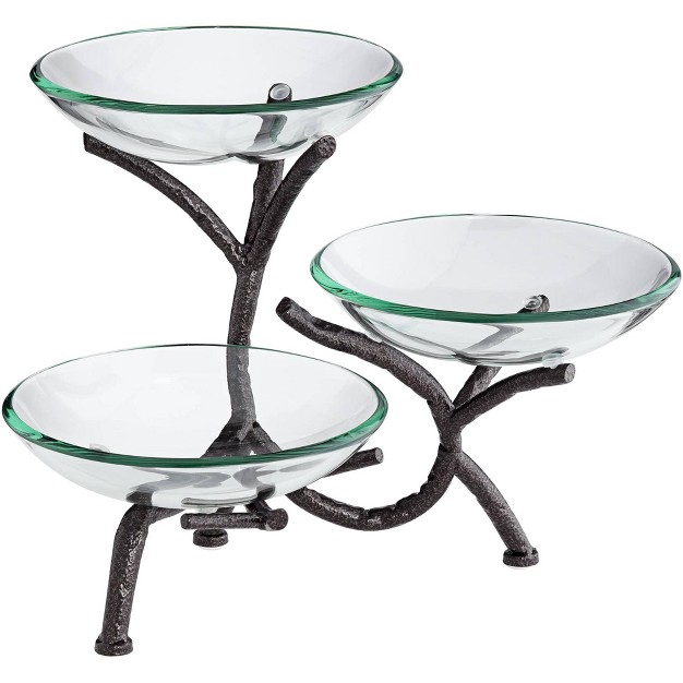 High 3 tier Stand With Glass Bowls