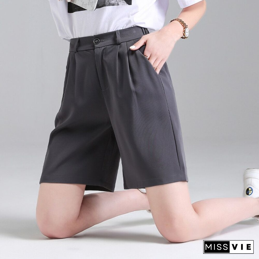 Fashion Office Lady Solid Suit Shorts Summer High Waist Loose Casual Korean Female Shorts Elegant All-match Women Clothing New