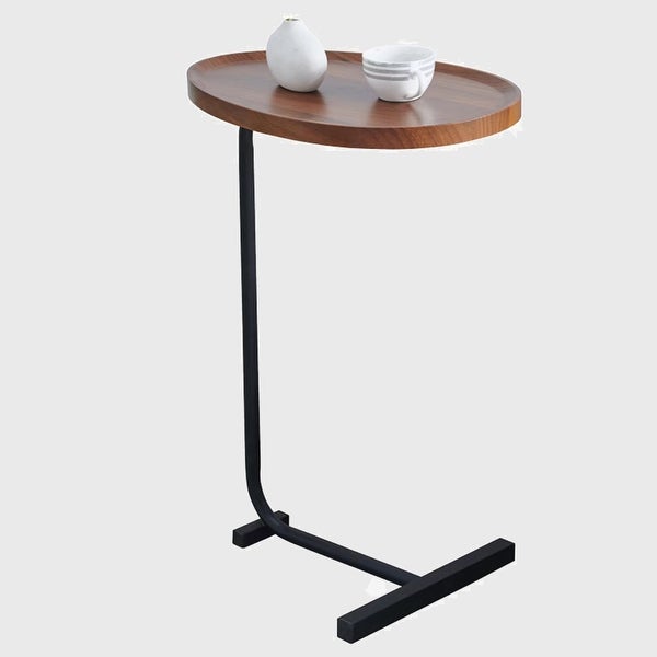 2-pieces Brown C-shaped Side Table