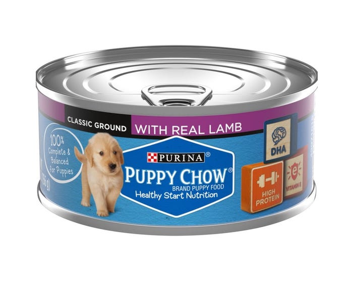 Purina Puppy Chow High Protein with Real Lamb Pate Wet Puppy Food， 5.5 oz. Can