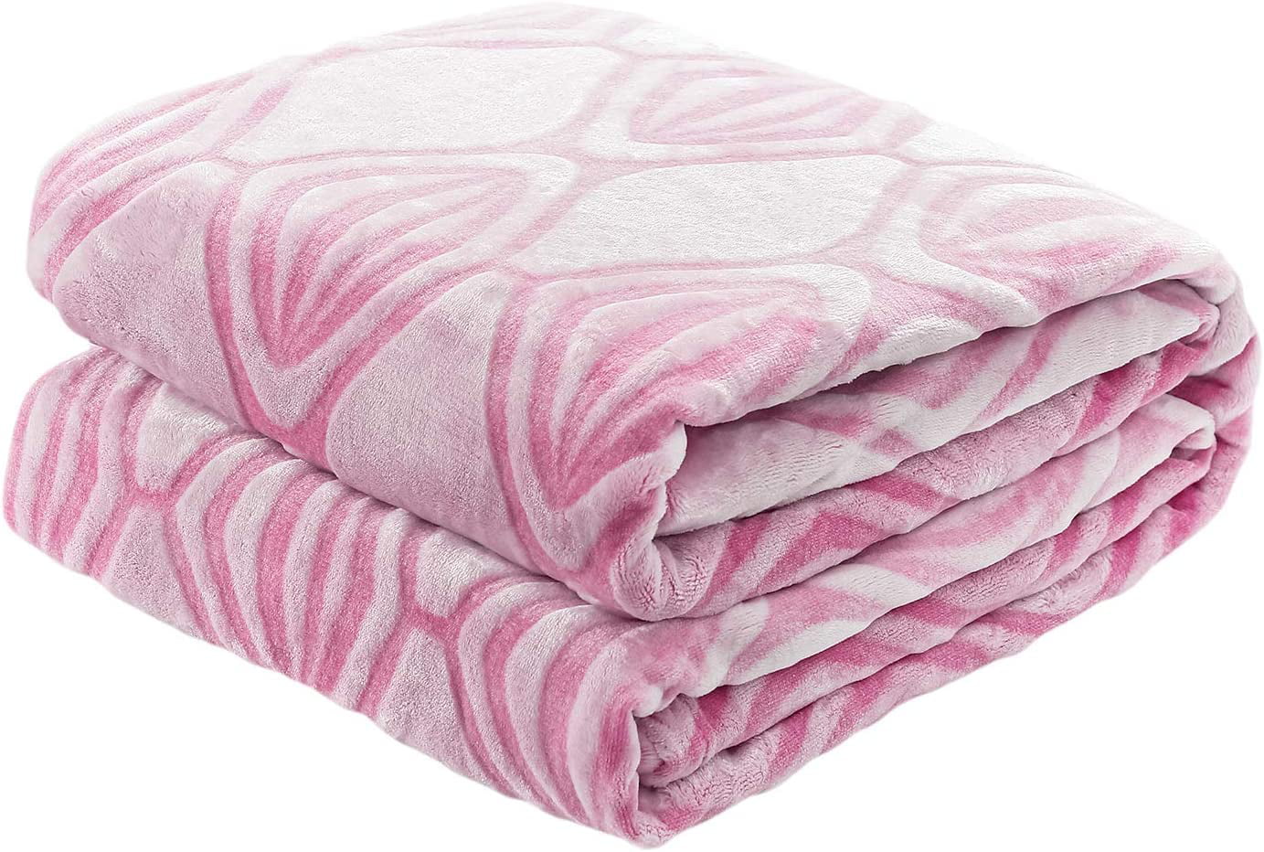 Sedona House Throw Blanket， Soft Fluffy Plush Flannel Blankets， Perfect for Couch Sofa Bed， Pink Striped， Twin Size 60