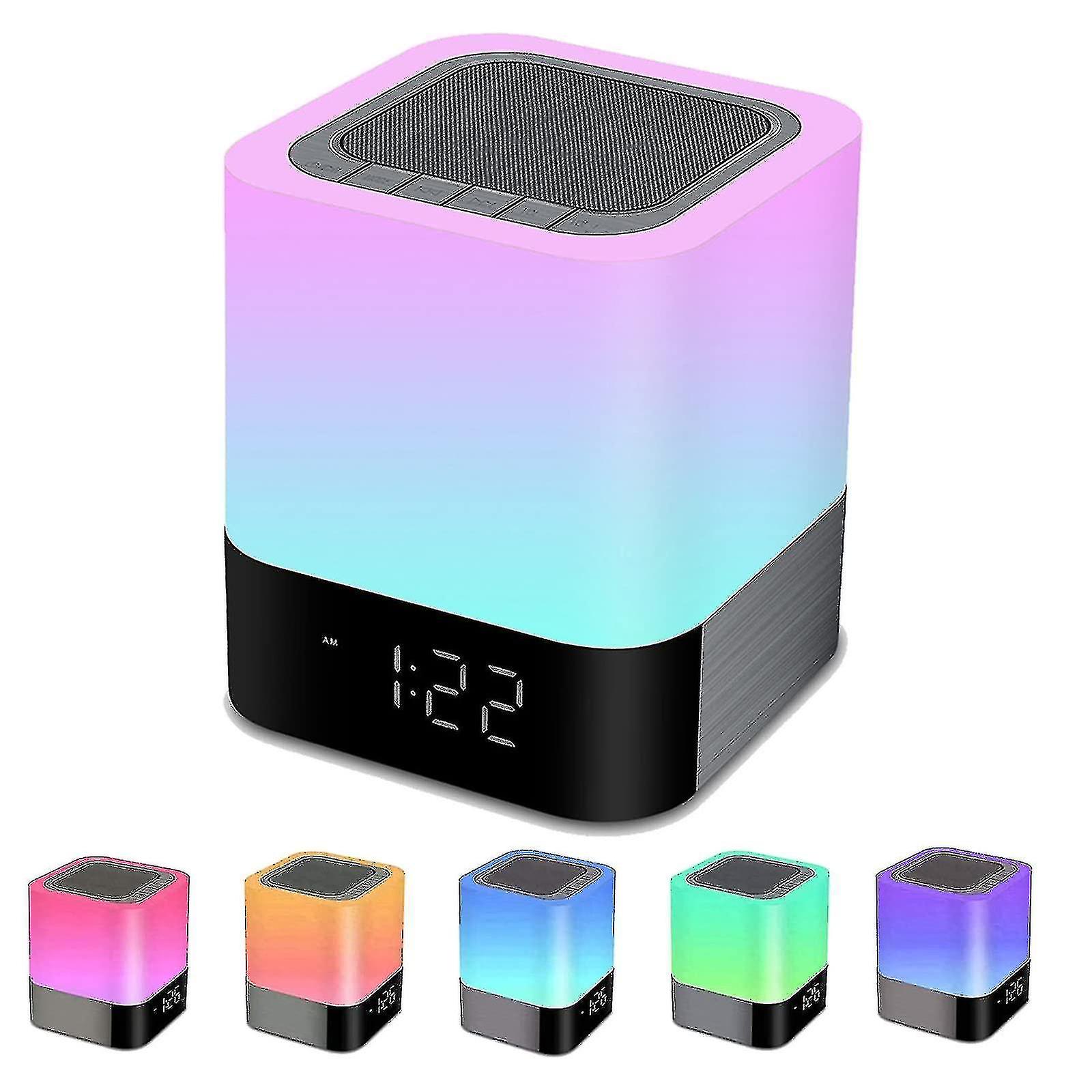 Bedside Lamp With Alarm Clock Bluetooth Speaker Night Light Dimmable Rgb Color Changing Led Wireless Speaker Mood Light