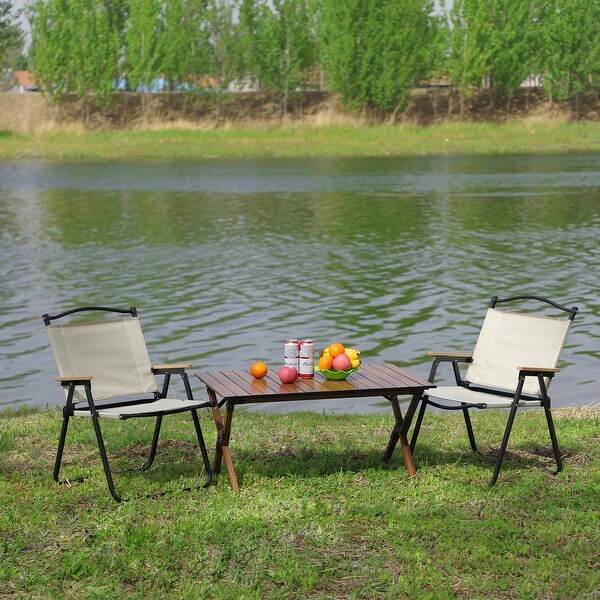 3Piece Folding Outdoor Table and Two Chairs，RollUp Square for Picnics， Beach，Backyard，BBQ