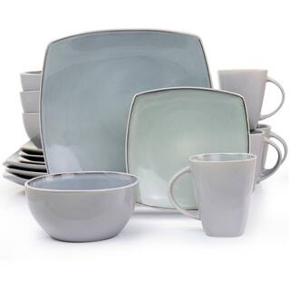 GIBSON ELITE Soho Lounge 16 Piece Stoneware Dinnerware Set in Light Grey 985116488M