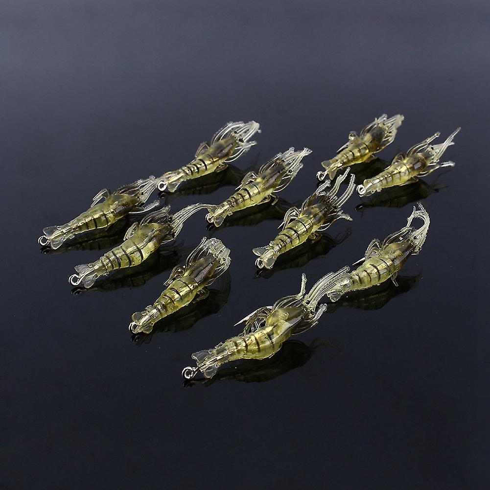 10pcs Shrimp Simulation Soft Prawn Lure Bait Hook Tackle Bass Fishing Lures