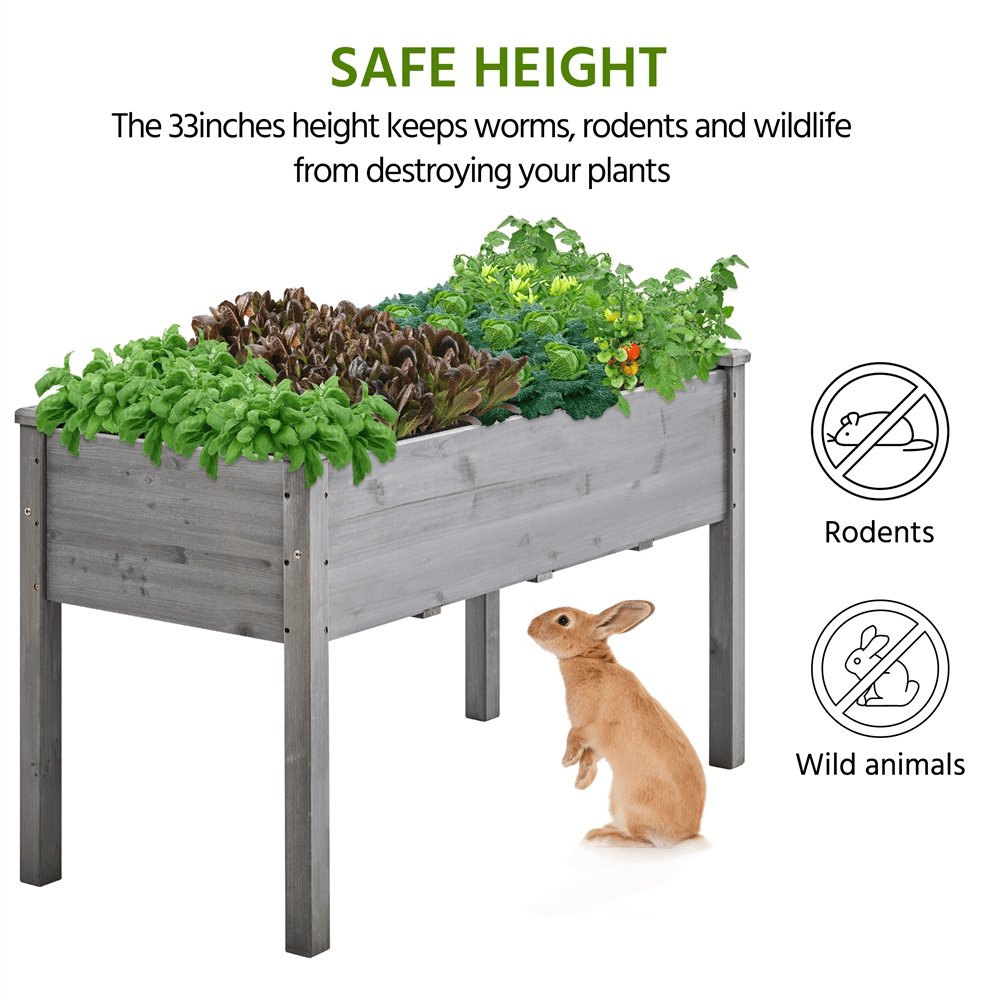 SmileMart Fir Wood Elevated Planter Raised Bed for Garden/House/Yard/Outdoor/Indoor, Gray