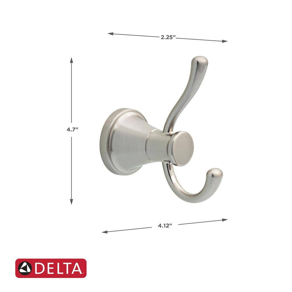 Delta Casara Double J Towel Hook in SpotShield Brushed Nickel CSA35-BN