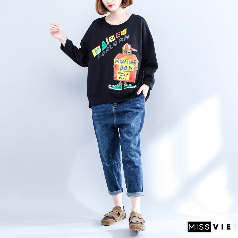 autumn warm cotton pullover oversize o neck blouse