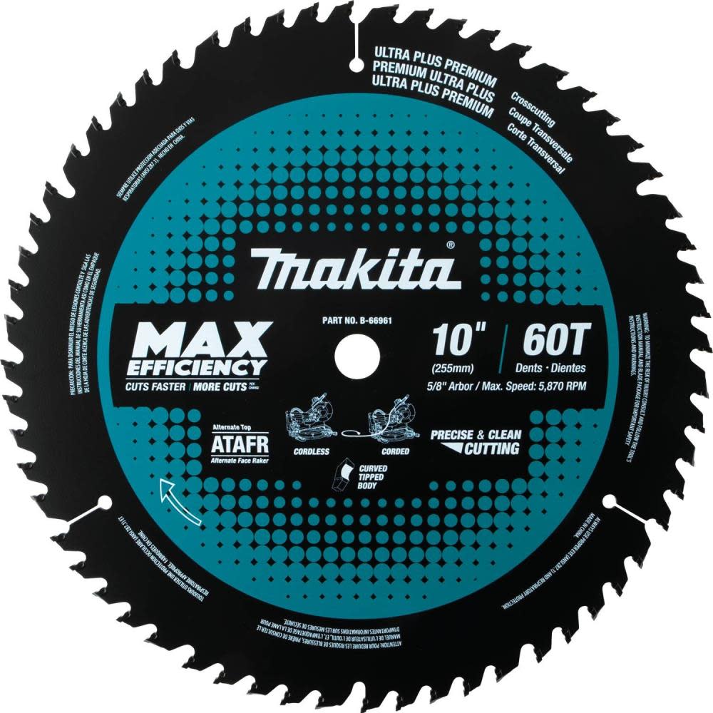 10 60T Carbide-Tipped Max Efficiency Miter Saw Blade