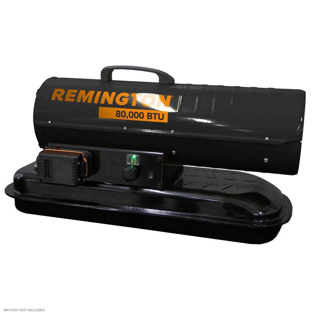 Remington 80000 BTU Battery Operated KeroseneDiesel Forced Air Space Heater with Thermostat - Battery Not Included REM-80TBOA-KFA-B