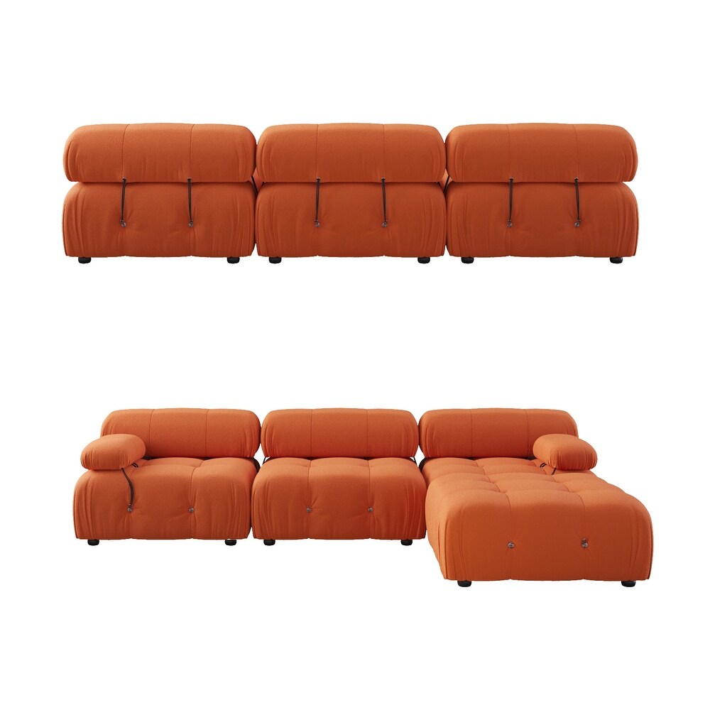 L shape Teddy Sectional Sofa Soft Couch