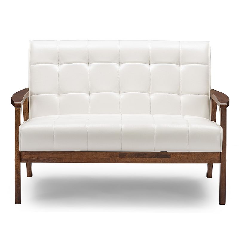 Baxton Studio Mid-Century Faux-Leather Loveseat