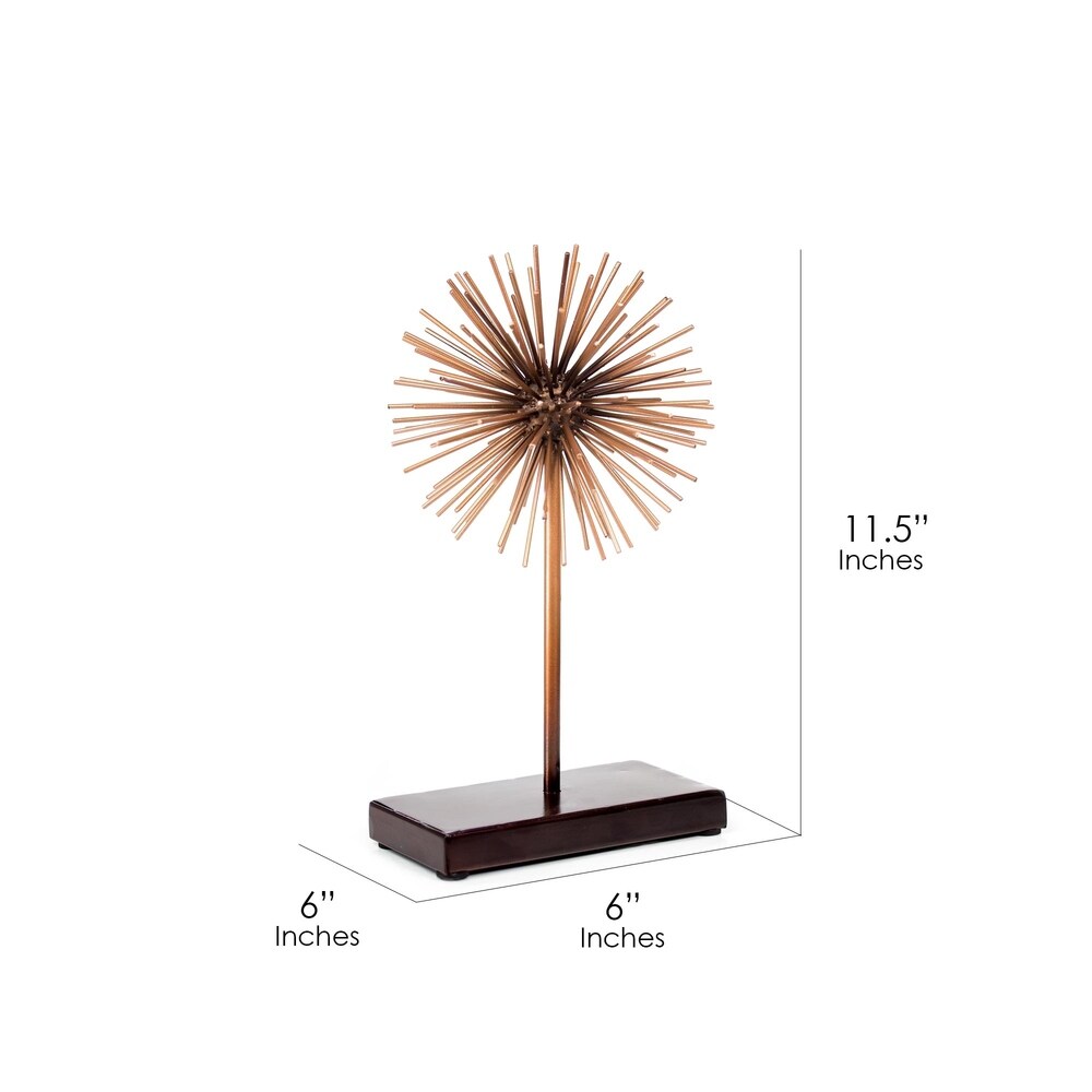 American Art Decor Rose Gold Copper Starburst Sculpture with Base (Small)