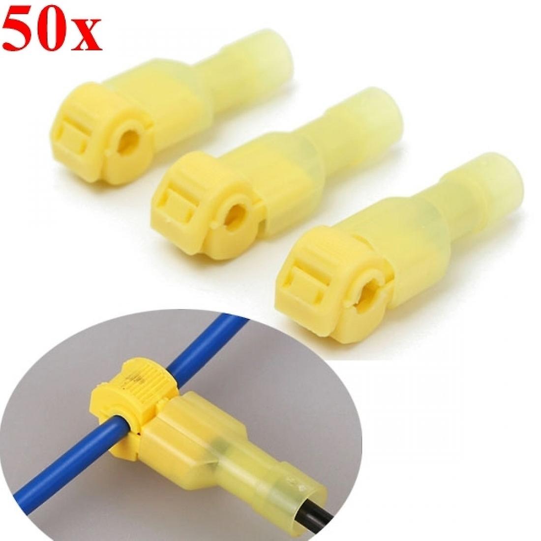 Tc01 50pcs Yellow Quick Splice Wire Terminal Female Spade Connector Set