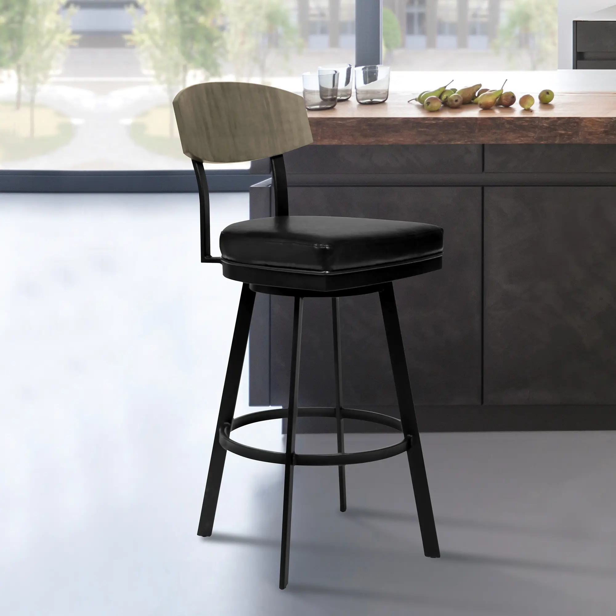 Frisco Matte Black Swivel Counter Height Stool