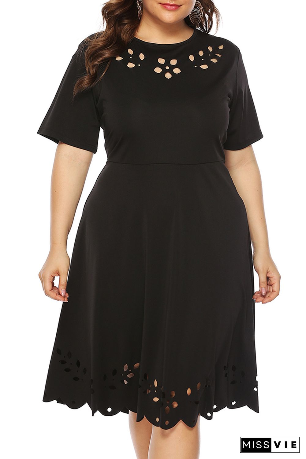 Plus Size High Waist Hollow Out Dress Wholesale