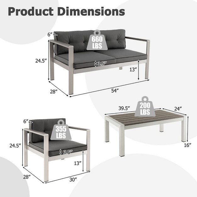 Tangkula 4 Pieces Patio Furniture Set Conversation Set Patio Furniture Outdoor Conversation Set