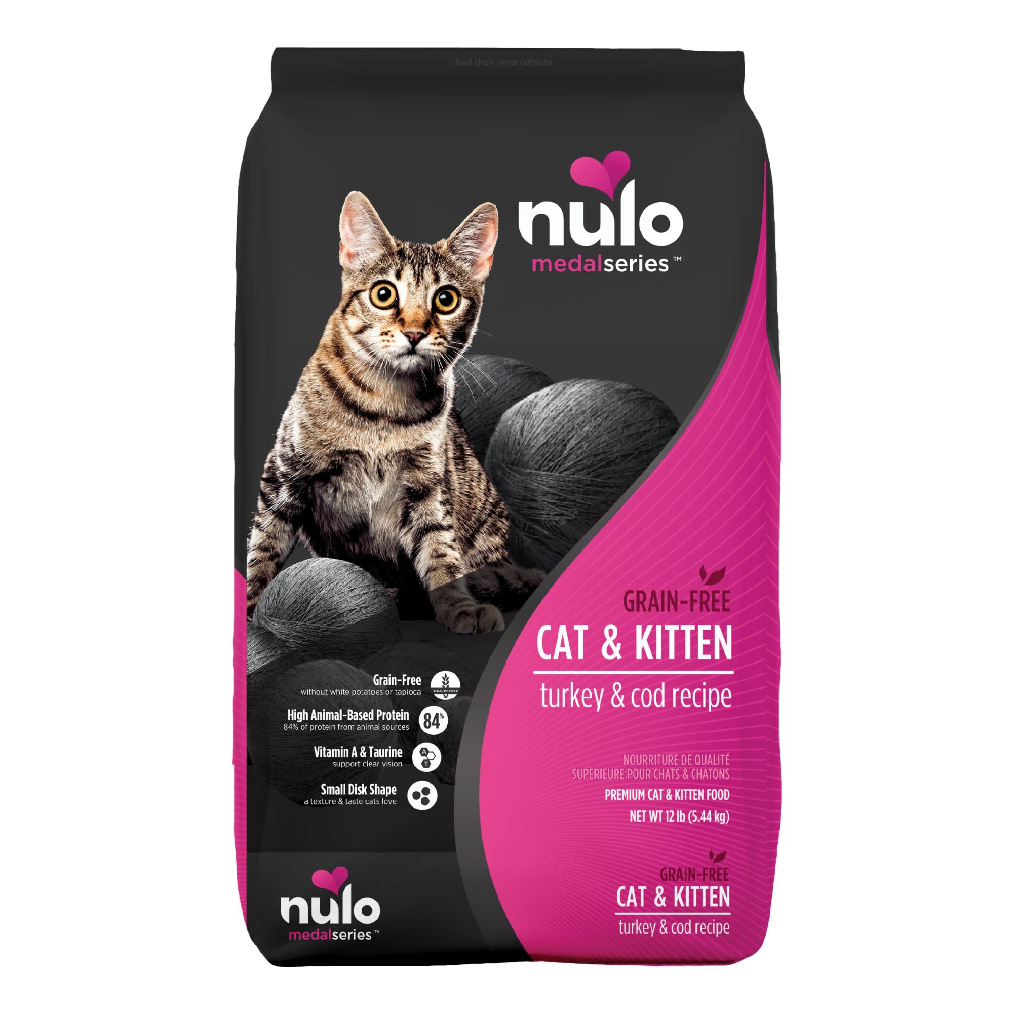 NULO MedalSeries Grain-Free Turkey amp; Cod Dry Cat amp; Kitten Food， 12 lbs.